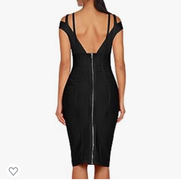 Black bodycon dress with gold zipper - Picture 4 of 9